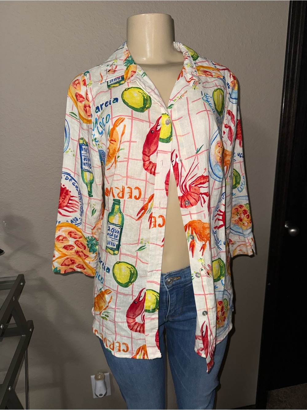 NWOT Calypso St. Barth XS/S linen blend White Button-Down Shirt